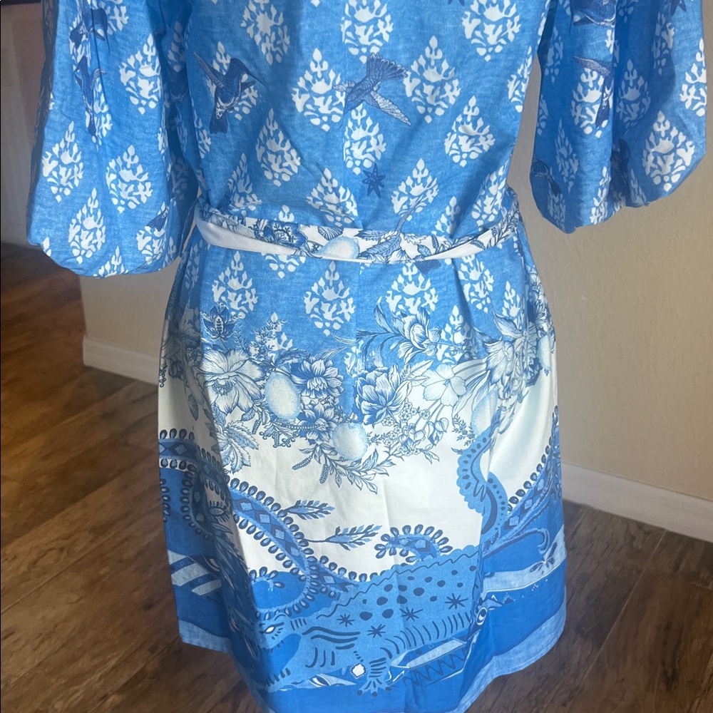 A Loves A Blue Printed Button-Front Dress - Picture 12 of 16